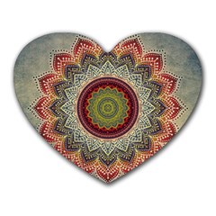 Folk Art Lotus Mandala Dirty Blue Red Heart Mousepads