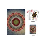 Folk Art Lotus Mandala Dirty Blue Red Playing Cards (Mini)  Back