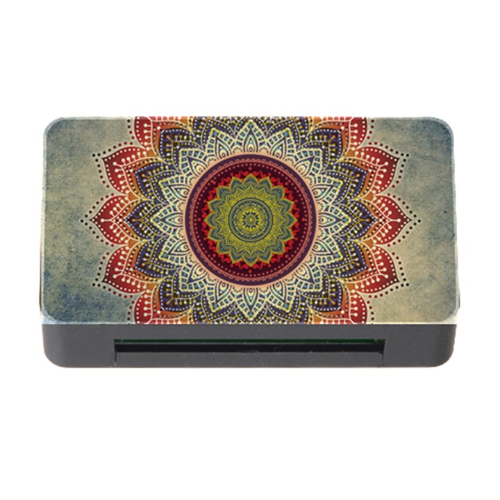 Folk Art Lotus Mandala Dirty Blue Red Memory Card Reader with CF