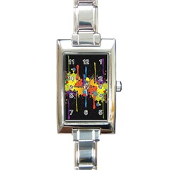 Crazy Multicolored Double Running Splashes Horizon Rectangle Italian Charm Watch by EDDArt