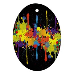 Crazy Multicolored Double Running Splashes Horizon Ornament (oval)  by EDDArt