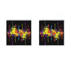 Crazy Multicolored Double Running Splashes Horizon Cufflinks (square)