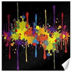 Crazy Multicolored Double Running Splashes Horizon Canvas 16  X 16   by EDDArt
