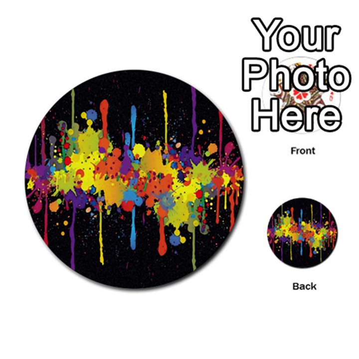 Crazy Multicolored Double Running Splashes Horizon Multi-purpose Cards (Round) 