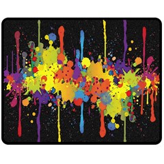 Crazy Multicolored Double Running Splashes Horizon Fleece Blanket (medium)  by EDDArt