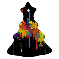 Crazy Multicolored Double Running Splashes Horizon Ornament (christmas Tree)