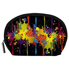 Crazy Multicolored Double Running Splashes Horizon Accessory Pouches (large)  by EDDArt