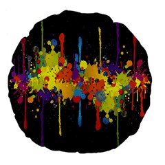 Crazy Multicolored Double Running Splashes Horizon Large 18  Premium Flano Round Cushions by EDDArt