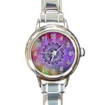 Flower Of Life Indian Ornaments Mandala Universe Round Italian Charm Watch Front