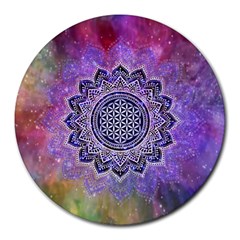 Flower Of Life Indian Ornaments Mandala Universe Round Mousepads by EDDArt