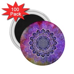 Flower Of Life Indian Ornaments Mandala Universe 2 25  Magnets (100 Pack)  by EDDArt