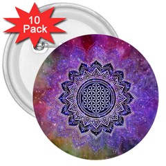 Flower Of Life Indian Ornaments Mandala Universe 3  Buttons (10 Pack) 