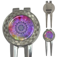 Flower Of Life Indian Ornaments Mandala Universe 3-in-1 Golf Divots by EDDArt