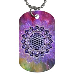 Flower Of Life Indian Ornaments Mandala Universe Dog Tag (two Sides) by EDDArt