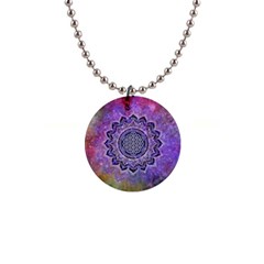 Flower Of Life Indian Ornaments Mandala Universe Button Necklaces by EDDArt