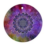 Flower Of Life Indian Ornaments Mandala Universe Round Ornament (Two Sides)  Front