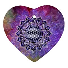 Flower Of Life Indian Ornaments Mandala Universe Heart Ornament (2 Sides)