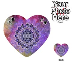 Flower Of Life Indian Ornaments Mandala Universe Playing Cards 54 (heart) 