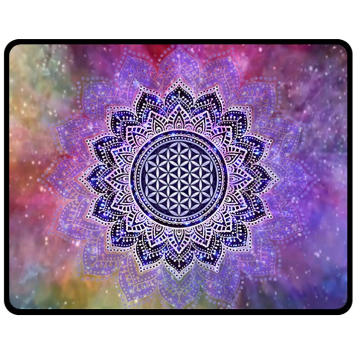 Flower Of Life Indian Ornaments Mandala Universe Fleece Blanket (Medium) 