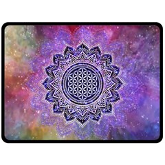 Flower Of Life Indian Ornaments Mandala Universe Double Sided Fleece Blanket (large) 