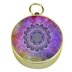 Flower Of Life Indian Ornaments Mandala Universe Gold Compasses by EDDArt