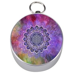 Flower Of Life Indian Ornaments Mandala Universe Silver Compasses by EDDArt