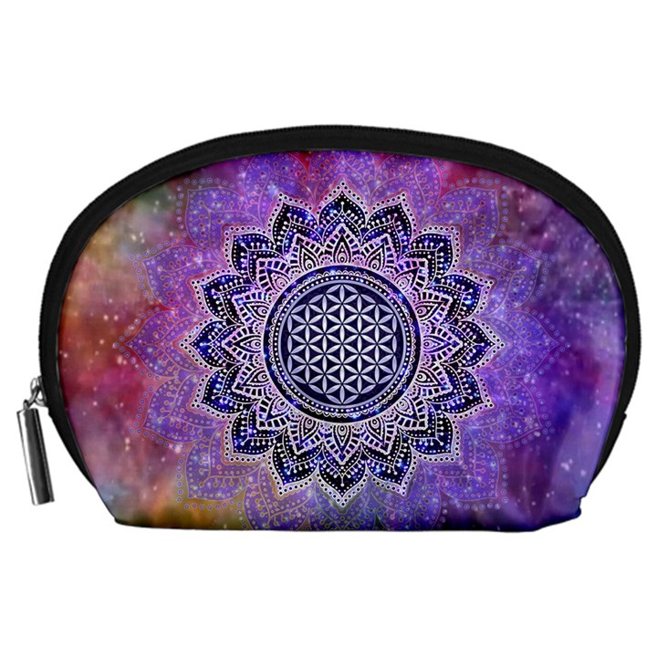 Flower Of Life Indian Ornaments Mandala Universe Accessory Pouches (Large) 