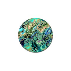 Fractal Batik Art Teal Turquoise Salmon Golf Ball Marker by EDDArt