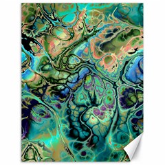 Fractal Batik Art Teal Turquoise Salmon Canvas 18  X 24   by EDDArt