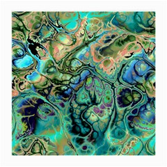 Fractal Batik Art Teal Turquoise Salmon Medium Glasses Cloth (2-side) by EDDArt