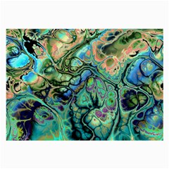 Fractal Batik Art Teal Turquoise Salmon Large Glasses Cloth by EDDArt