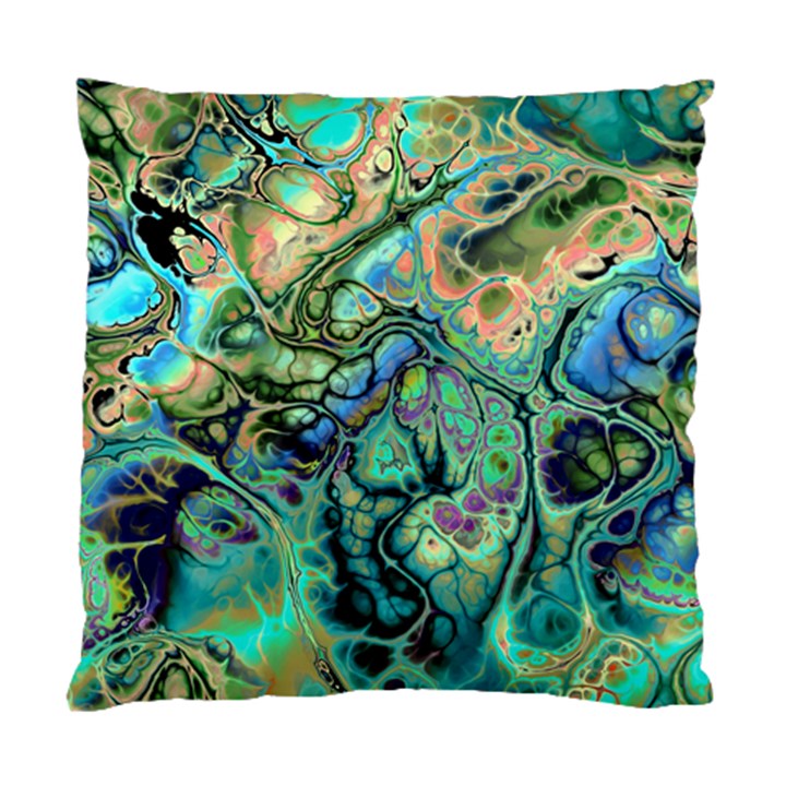 Fractal Batik Art Teal Turquoise Salmon Standard Cushion Case (Two Sides)