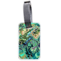 Fractal Batik Art Teal Turquoise Salmon Luggage Tags (two Sides) by EDDArt