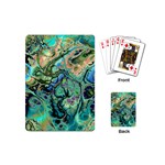 Fractal Batik Art Teal Turquoise Salmon Playing Cards (Mini)  Back