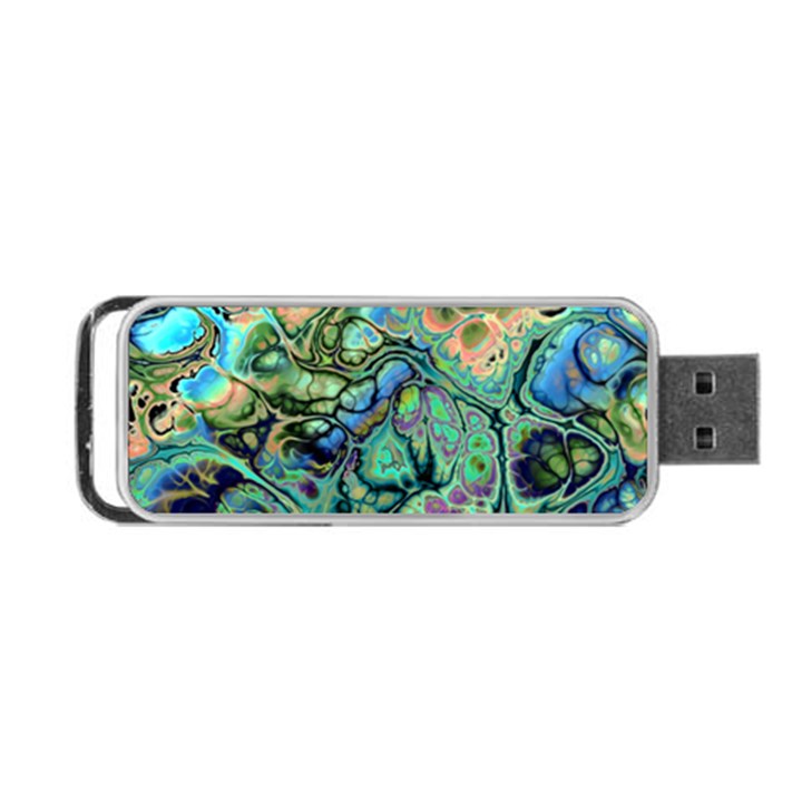 Fractal Batik Art Teal Turquoise Salmon Portable USB Flash (One Side)