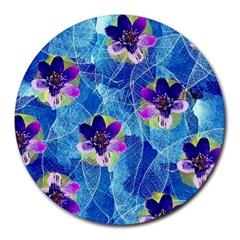 Purple Flowers Round Mousepads by DanaeStudio