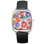 Colorful Succulents Square Metal Watch Front