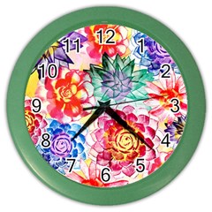 Colorful Succulents Color Wall Clocks