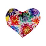 Colorful Succulents Standard 16  Premium Heart Shape Cushions Back