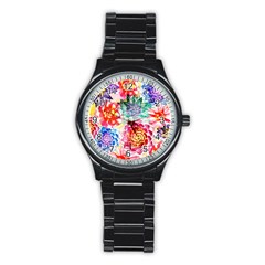 Colorful Succulents Stainless Steel Round Watch