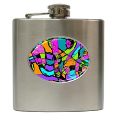 Abstract Sketch Art Squiggly Loops Multicolored Hip Flask (6 Oz)