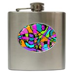 Abstract Sketch Art Squiggly Loops Multicolored Hip Flask (6 oz) Front