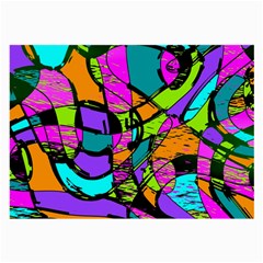 Abstract Sketch Art Squiggly Loops Multicolored Large Glasses Cloth