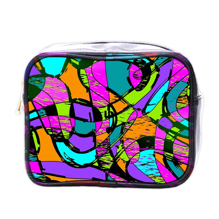 Abstract Sketch Art Squiggly Loops Multicolored Mini Toiletries Bags