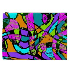 Abstract Sketch Art Squiggly Loops Multicolored Cosmetic Bag (xxl) 