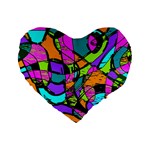 Abstract Sketch Art Squiggly Loops Multicolored Standard 16  Premium Flano Heart Shape Cushions Front