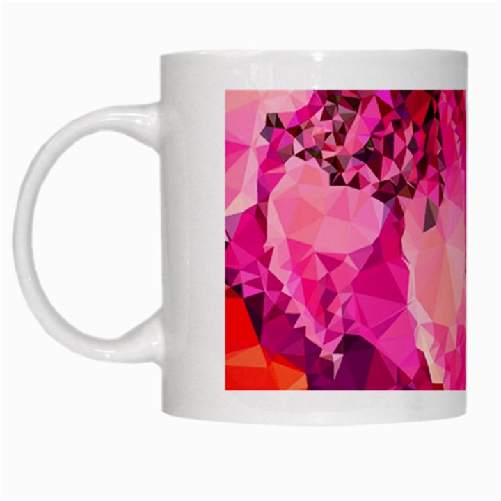 Geometric Magenta Garden White Mugs