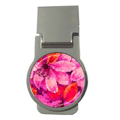 Geometric Magenta Garden Money Clips (round)  by DanaeStudio