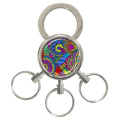 Pop Art Paisley Flowers Ornaments Multicolored 3-ring Key Chains by EDDArt