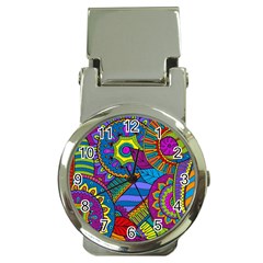 Pop Art Paisley Flowers Ornaments Multicolored Money Clip Watches